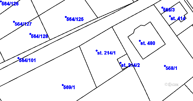Parcela st. 214/1 v KÚ Mistřice I, Katastrální mapa