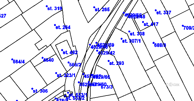 Parcela st. 4529/42 v KÚ Mistřice I, Katastrální mapa