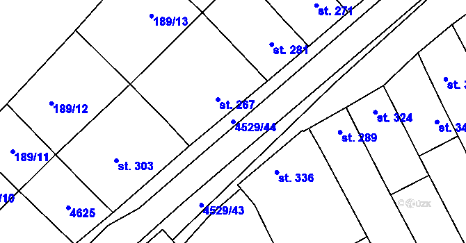 Parcela st. 4529/44 v KÚ Mistřice I, Katastrální mapa