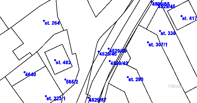 Parcela st. 4529/46 v KÚ Mistřice I, Katastrální mapa