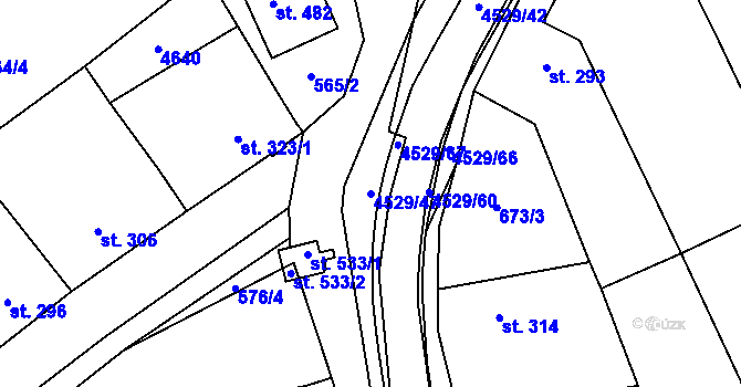 Parcela st. 4529/47 v KÚ Mistřice I, Katastrální mapa