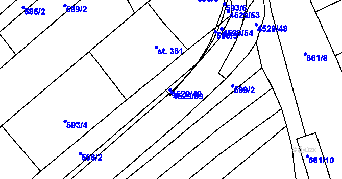 Parcela st. 4529/49 v KÚ Mistřice I, Katastrální mapa