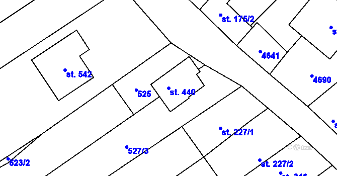 Parcela st. 440 v KÚ Mistřice I, Katastrální mapa