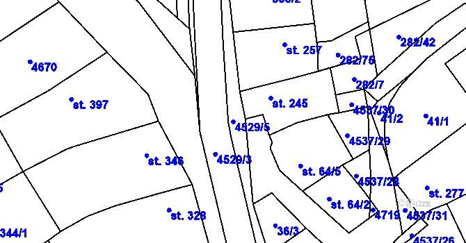 Parcela st. 4529/5 v KÚ Mistřice I, Katastrální mapa