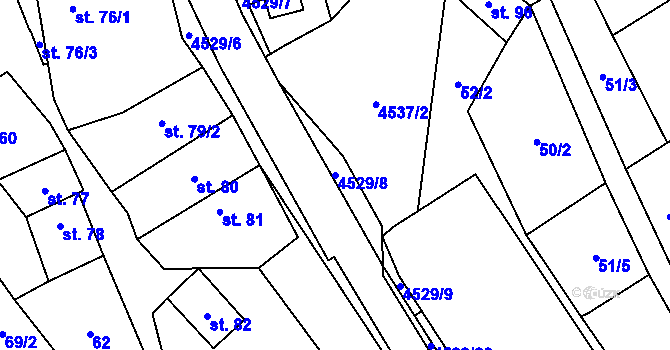 Parcela st. 4529/8 v KÚ Mistřice I, Katastrální mapa