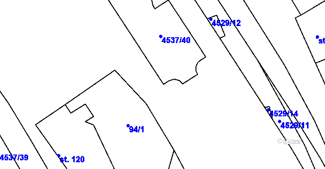 Parcela st. 4529/25 v KÚ Mistřice I, Katastrální mapa