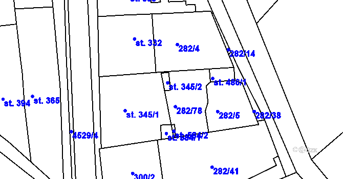 Parcela st. 282/20 v KÚ Mistřice I, Katastrální mapa