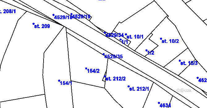 Parcela st. 4529/35 v KÚ Mistřice I, Katastrální mapa