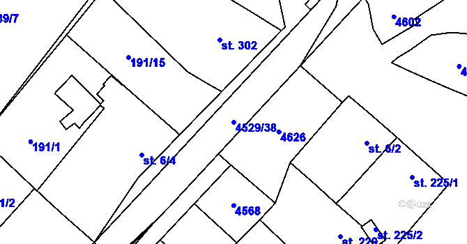 Parcela st. 4529/38 v KÚ Mistřice I, Katastrální mapa