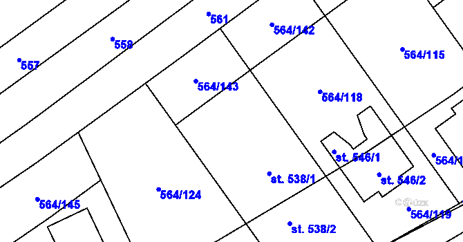 Parcela st. 564/120 v KÚ Mistřice I, Katastrální mapa