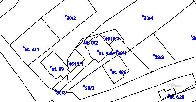 Parcela st. 499/1 v KÚ Mistřice I, Katastrální mapa