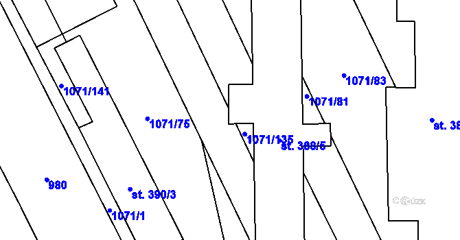 Parcela st. 388/3 v KÚ Mistřice I, Katastrální mapa