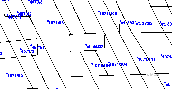 Parcela st. 443/2 v KÚ Mistřice I, Katastrální mapa