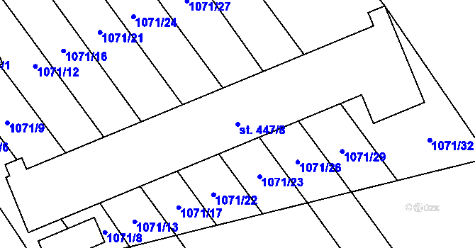 Parcela st. 447/8 v KÚ Mistřice I, Katastrální mapa