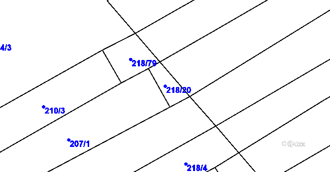 Parcela st. 218/20 v KÚ Mistřice I, Katastrální mapa