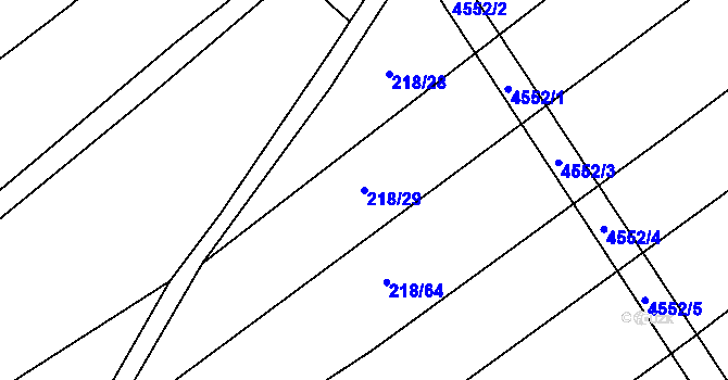 Parcela st. 218/29 v KÚ Mistřice I, Katastrální mapa
