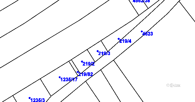 Parcela st. 219/3 v KÚ Mistřice I, Katastrální mapa