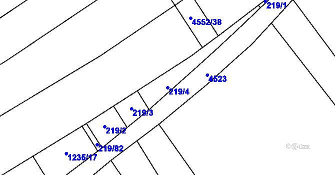 Parcela st. 219/4 v KÚ Mistřice I, Katastrální mapa