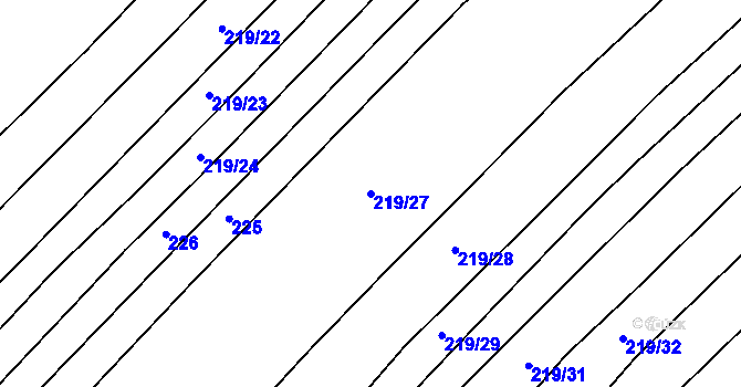 Parcela st. 219/27 v KÚ Mistřice I, Katastrální mapa