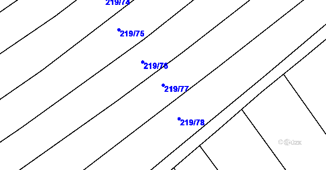 Parcela st. 219/77 v KÚ Mistřice I, Katastrální mapa
