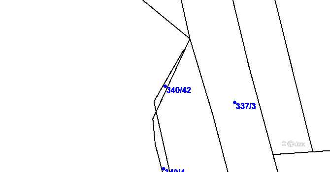 Parcela st. 340/42 v KÚ Mistřice I, Katastrální mapa