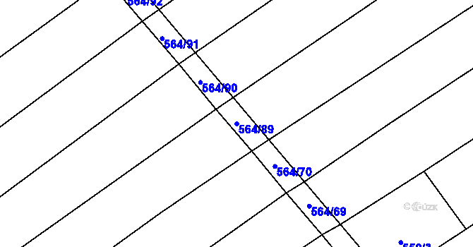 Parcela st. 564/89 v KÚ Mistřice I, Katastrální mapa