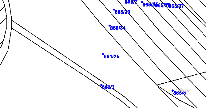 Parcela st. 661/25 v KÚ Mistřice I, Katastrální mapa