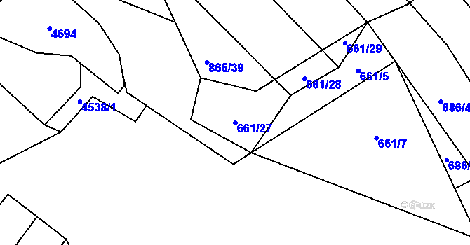 Parcela st. 661/27 v KÚ Mistřice I, Katastrální mapa
