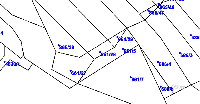 Parcela st. 661/28 v KÚ Mistřice I, Katastrální mapa