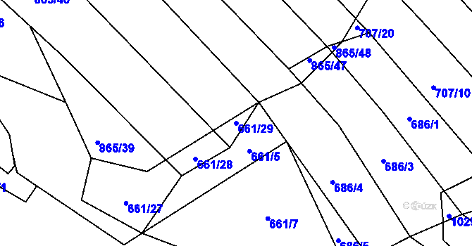 Parcela st. 661/29 v KÚ Mistřice I, Katastrální mapa