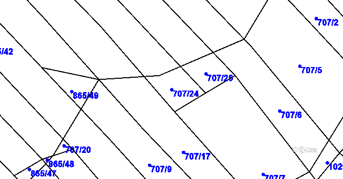 Parcela st. 707/24 v KÚ Mistřice I, Katastrální mapa