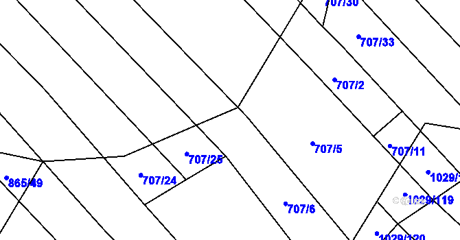 Parcela st. 707/26 v KÚ Mistřice I, Katastrální mapa