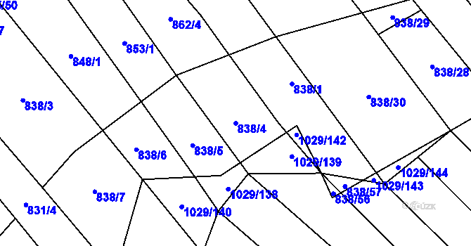 Parcela st. 838/4 v KÚ Mistřice I, Katastrální mapa