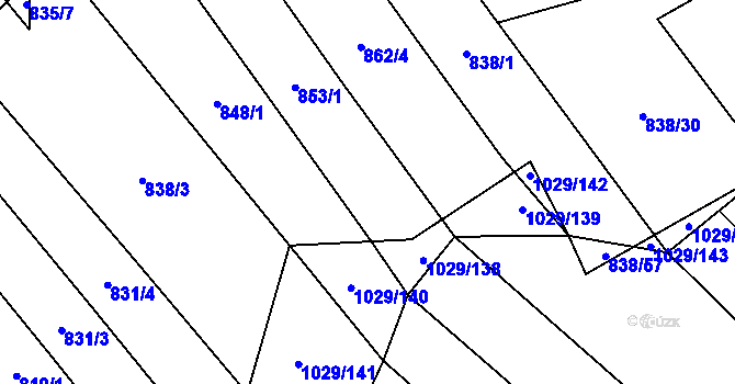 Parcela st. 838/5 v KÚ Mistřice I, Katastrální mapa