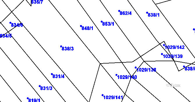 Parcela st. 838/6 v KÚ Mistřice I, Katastrální mapa