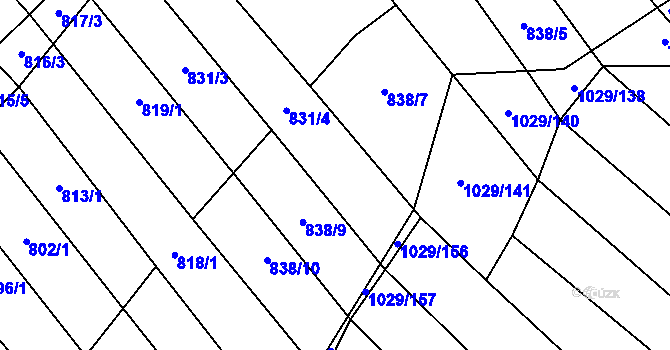 Parcela st. 838/8 v KÚ Mistřice I, Katastrální mapa