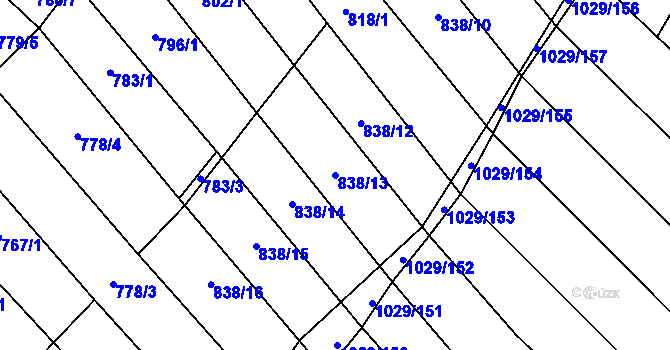 Parcela st. 838/13 v KÚ Mistřice I, Katastrální mapa