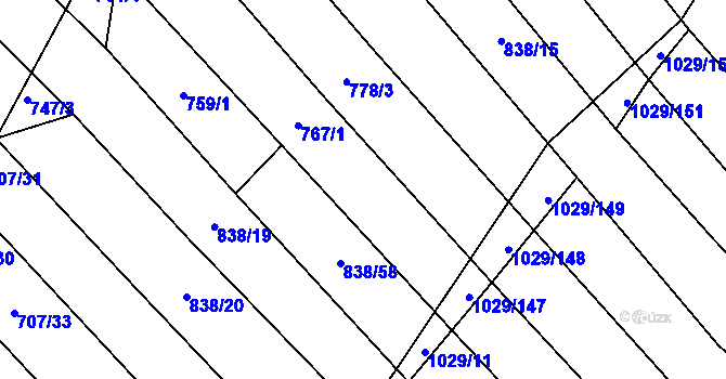 Parcela st. 838/18 v KÚ Mistřice I, Katastrální mapa