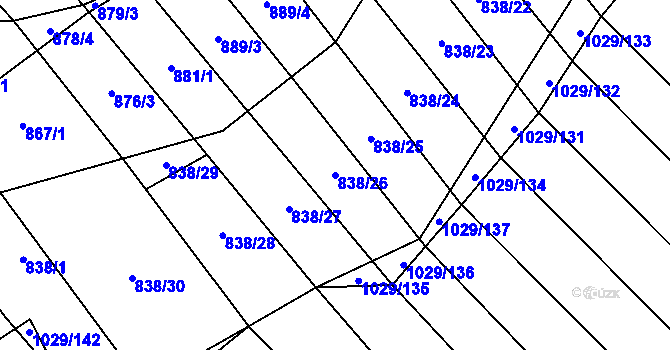 Parcela st. 838/26 v KÚ Mistřice I, Katastrální mapa