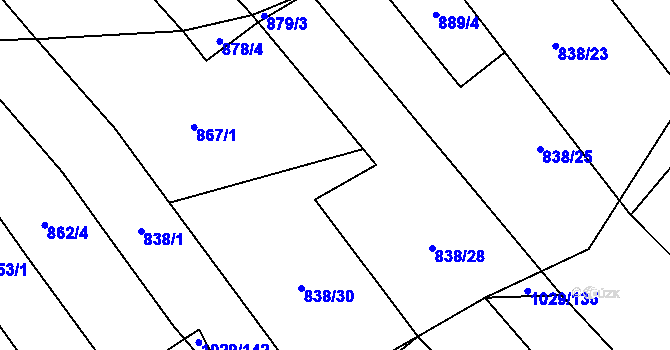 Parcela st. 838/29 v KÚ Mistřice I, Katastrální mapa