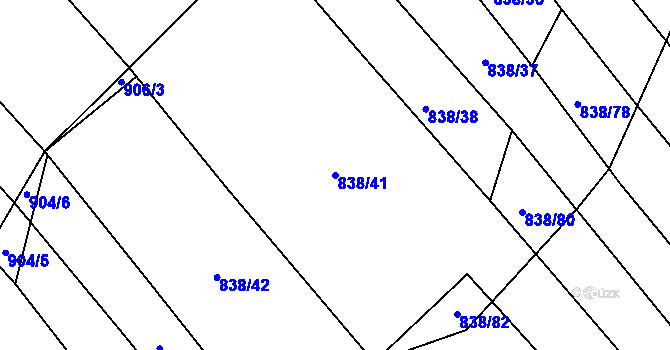 Parcela st. 838/41 v KÚ Mistřice I, Katastrální mapa