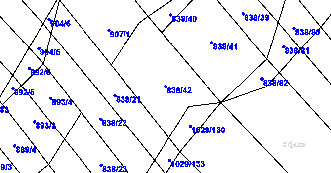 Parcela st. 838/42 v KÚ Mistřice I, Katastrální mapa