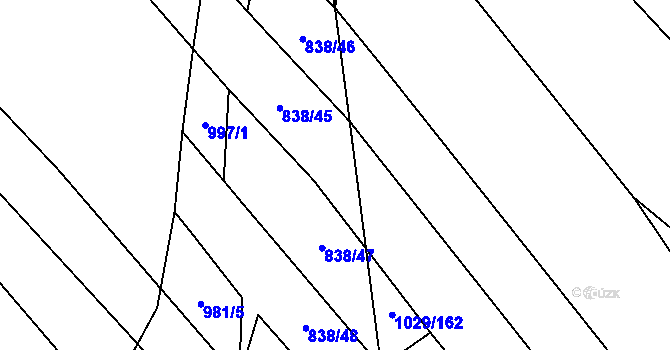 Parcela st. 838/83 v KÚ Mistřice I, Katastrální mapa