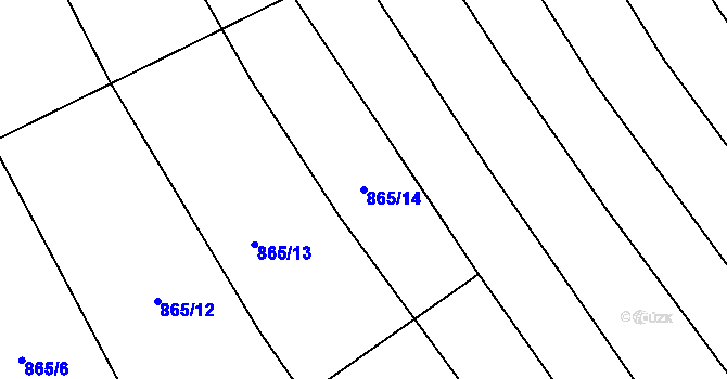 Parcela st. 865/14 v KÚ Mistřice I, Katastrální mapa