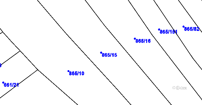 Parcela st. 865/15 v KÚ Mistřice I, Katastrální mapa