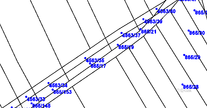 Parcela st. 865/18 v KÚ Mistřice I, Katastrální mapa