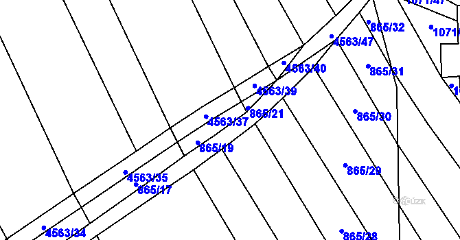 Parcela st. 865/20 v KÚ Mistřice I, Katastrální mapa
