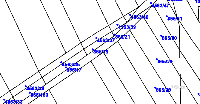 Parcela st. 865/22 v KÚ Mistřice I, Katastrální mapa