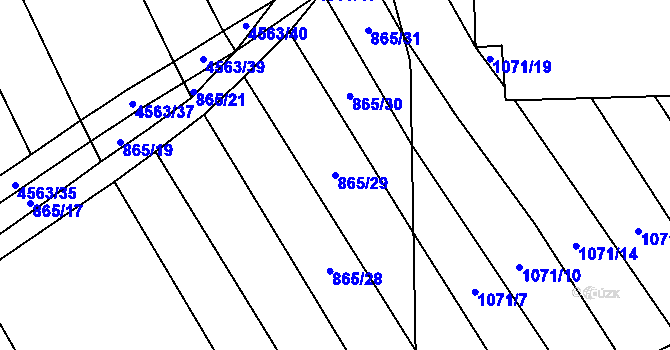 Parcela st. 865/29 v KÚ Mistřice I, Katastrální mapa