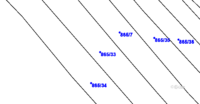 Parcela st. 865/33 v KÚ Mistřice I, Katastrální mapa